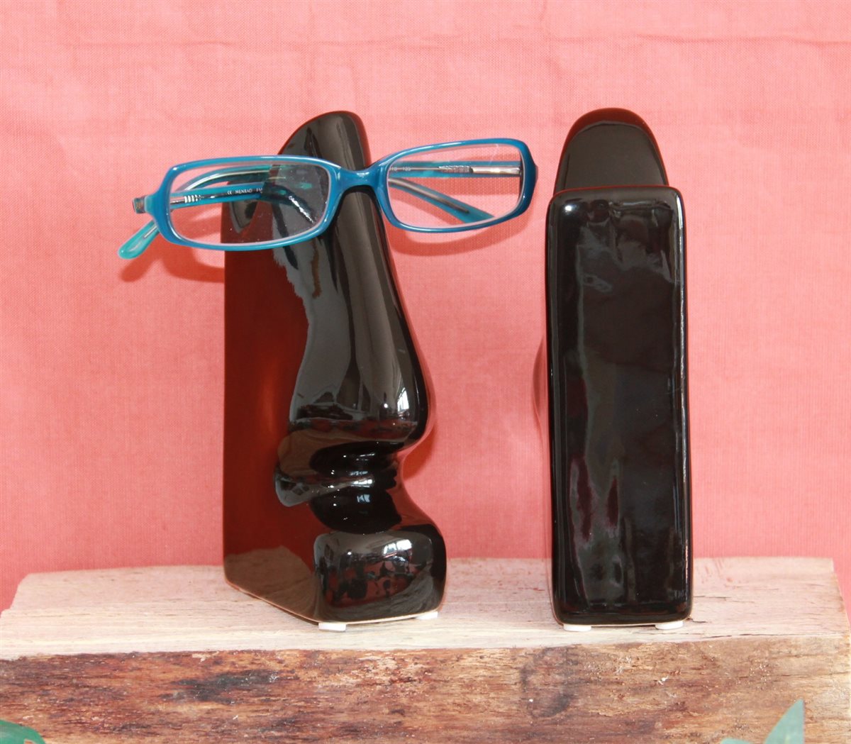 Brillenhalter Brillennase Brillenkopf Brille Keramik weiß Höhe 16 cm 
