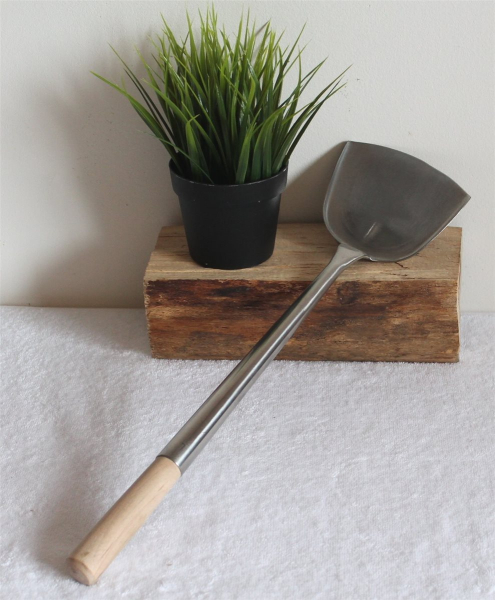 05 Wokwender flach Schöpflöffel Pfannenwender Wok Spatel Edelstahl L 46 cm