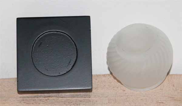 12 Teelichtlampe Teelichtleuchte Windlicht Glas matt Holz schwarz Leuchte Lampe
