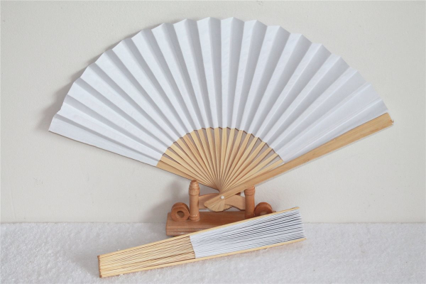 400, 1 Stk Fächer weiß Papier Tanz Deko Holz Hand Wind Sommer Luft Hochzeit