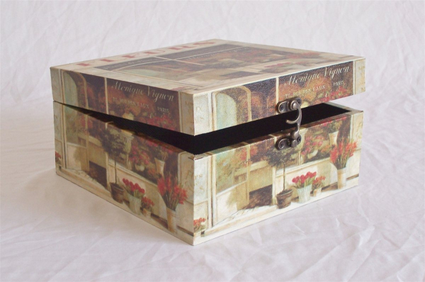 441 Massivholz Geschenk Box Schatzkiste Holzkiste Teebox ca 21x21x11 cm