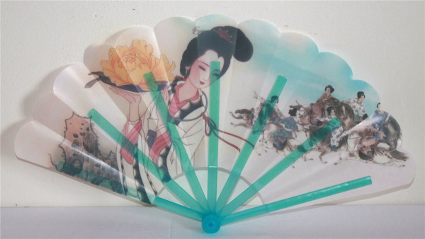 600, 12 Stk Fächer PVC weiß Deko Hand Wind Sommer Geisha Dame Hochzeit