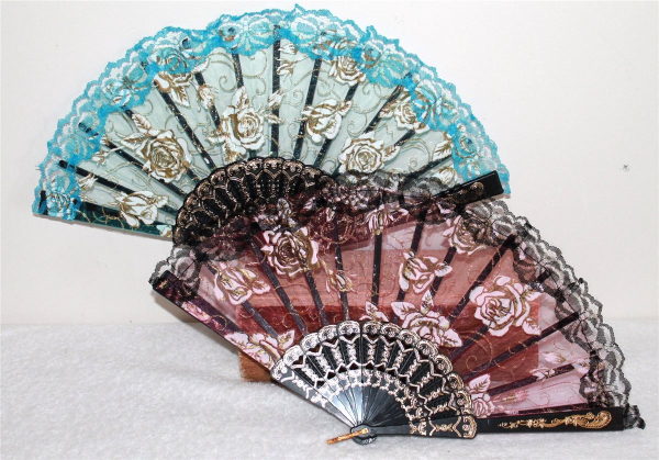 Rosen Fächer spanisch Sommer Tanz Hand Hochzeit Deko Gold Flamenko