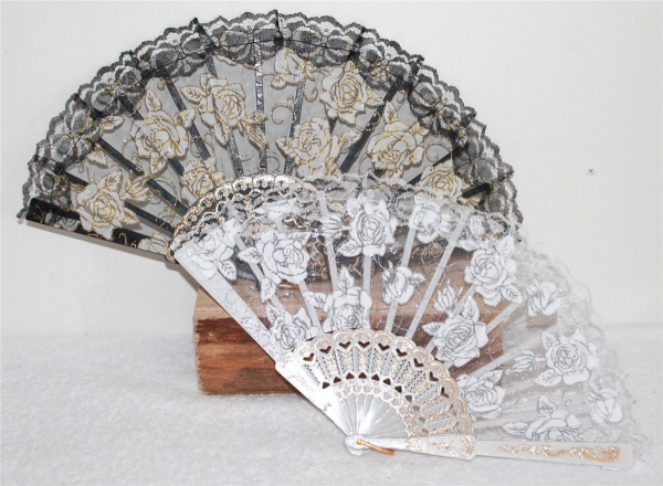 Rosen Fächer spanisch Sommer Tanz Hand Hochzeit Deko Gold Flamenko