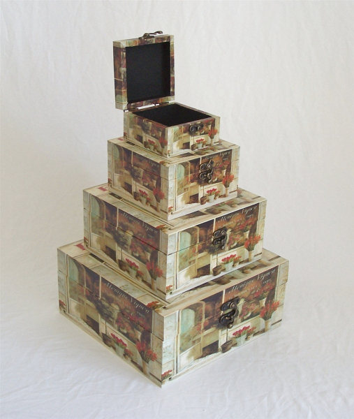 441 Massivholz Geschenk Box Schatzkiste Holzkiste Teebox ca 21x21x11 cm