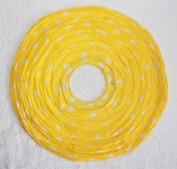 730 Lampion 1 Stk Laterne Papier Lampe gelb weiß gepunktet  rund 40 cm 