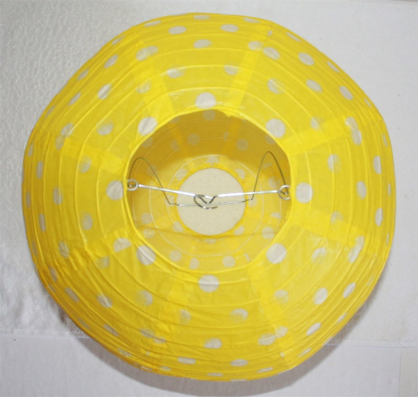730 Lampion 1 Stk Laterne Papier Lampe gelb weiß gepunktet  rund 40 cm 