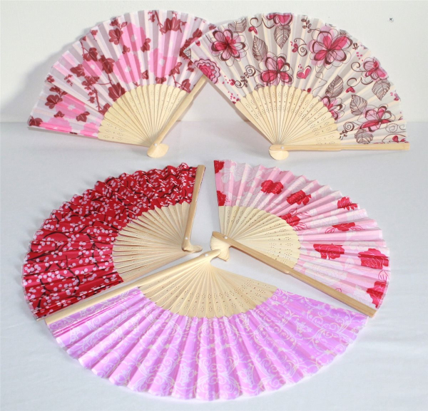 025, 50Stk Fächer Sommerfächer Hand Deko Holzfächer Retro Design Blumen Pastell