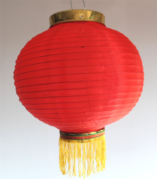 125, Lampion Nylon Stoff rot rund ca.25 cm Ø China Lampe Laterne Lichterkette