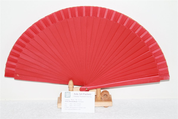 700, 1 Stk Fächer Sommerfächer Hand Deko Wind Bambus Holz Blumen rot Asia