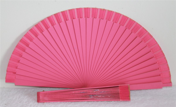 701, 1 Stk Fächer Sommerfächer Hand Deko Wind Bambus Holz Blumen pink Asia