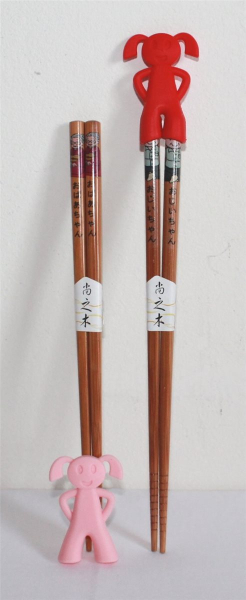 055, 1 Stk Chopsticks Stäbchen Essstäbchen Helfer Lernhilfe Gummi