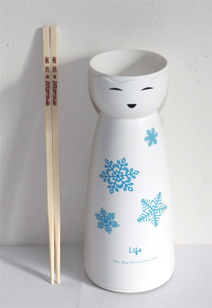 02 Essstäbchen Chopsticks Halter Box Aufbewahrung blau+10 Essstäbchen Holz 