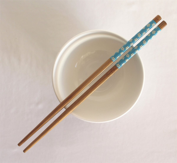 482 Chopsticks 5 Paar Stäbchen Essstäbchen Bambus Holz blau  wiederverwendbar
