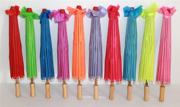 Sonnenschirm 011b Deko Schirm Ø 55 cm Kunstfaser rot Bambus Holz Bali Asia