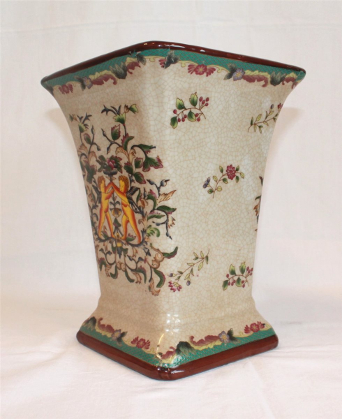 03 China Blumen Vase beige Krug Keramik Tisch Boden Asia traditionell 