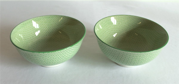 98, 2er Set Tee Reis Suppe Schale Tasse Dessert ø 12 cm Porzellan grün