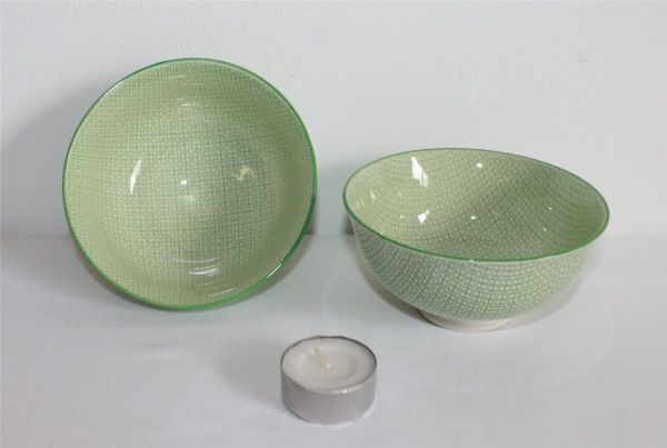 98, 2er Set Tee Reis Suppe Schale Tasse Dessert ø 12 cm Porzellan grün