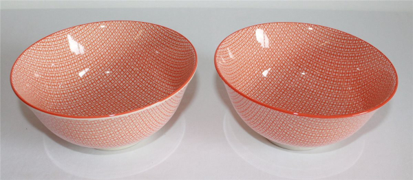 199, 2er Set Reis Suppe Schale Soba Bowl Tasse Müsli ø 15 cm Porzellan orange