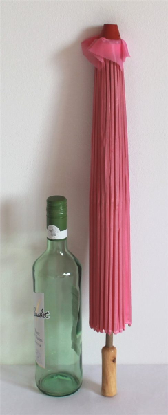 Sonnenschirm 104 Deko Schirm Ø 84 cm Kunstfaser pink Bambus Holz Bali Asia