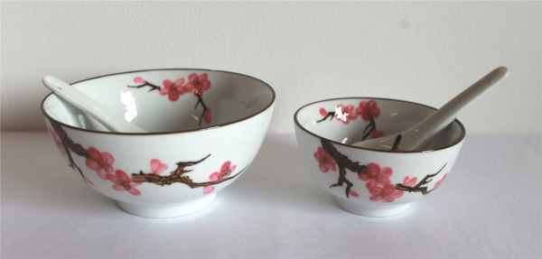 779 Reis Suppe Schale Sakura Soba Bowl 2er Set Kirschblüte ø 11/ 15 cm 2 Löffel