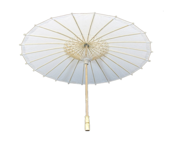 Sonnenschirm 312 Papierschirm Ø 84 cm Dekoschirm weiss Bambus Holz Bali Schirm Bemalen Selbstgestalten Asia