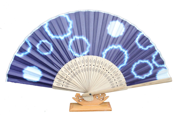 543, 1 Stk Sommer Hand Blumen Fächer Holz Stoff Hochzeit Sommerfächer