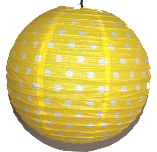 730 Lampion 1 Stk Laterne Papier Lampe gelb weiß gepunktet  rund 40 cm 