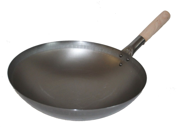 Wok Pfanne 40 cm China Gastronomie runder Boden Gasherd Carbon Stahl