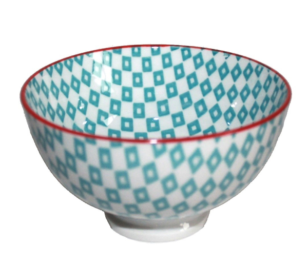 253b-1, 1 Stk Japan Reis Suppe Tee Tasse Matcha Schale Pepita Retro blau