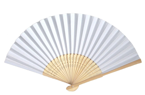 441, 20 Stk Fächer Holzfächer Hand Sommerfächer weiss Nylon Stoff Hochzeitsfächer
