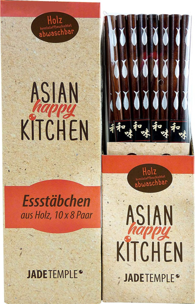 032 Chopsticks 8 Paar Stäbchen Eßstäbchen Bambus Holz Essstäbchen Fisch bemalt