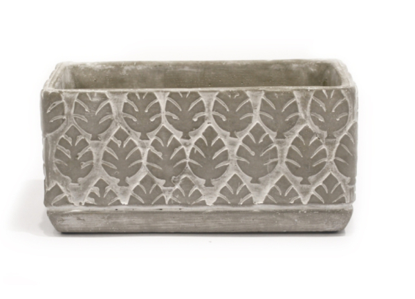 Pflanzschale 06 Blumentopf Pflanztopf grau weiss Stein Schale Blätter Haptik Beton