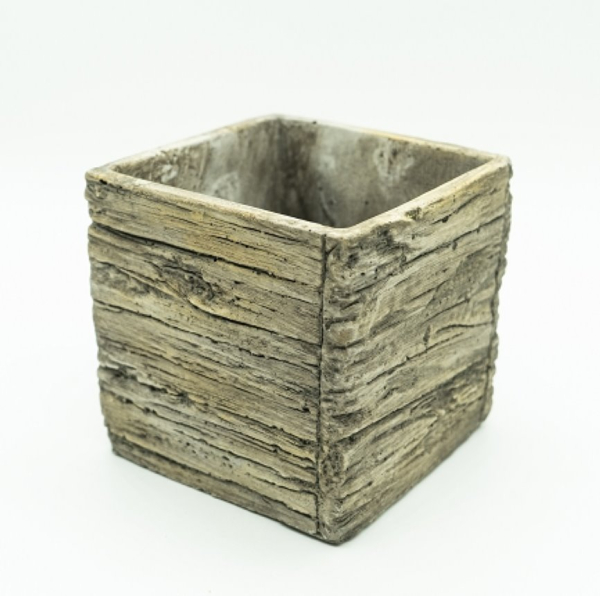Pflanztopf 08 Holzoptik Blumentopf Pflanzschale quadtratisch Holz Beton Kübel