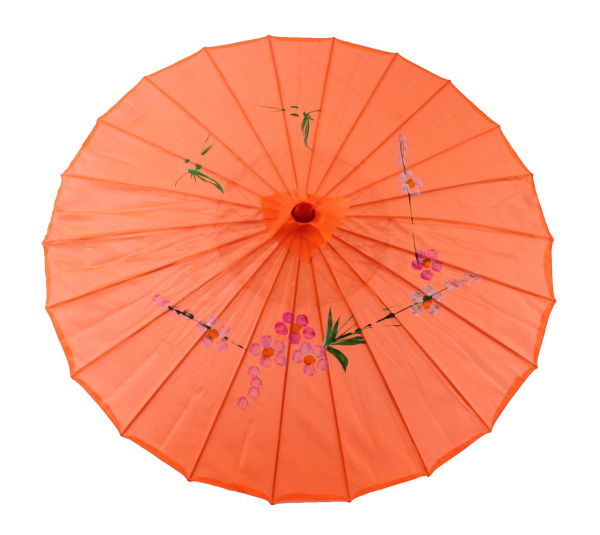 Sonnenschirm 05 Deko Schirm Ø 84 cm Kunstfaser orange Bambus Holz Bali Asia