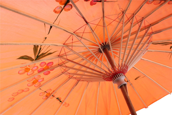 Sonnenschirm 05 Deko Schirm Ø 84 cm Kunstfaser orange Bambus Holz Bali Asia