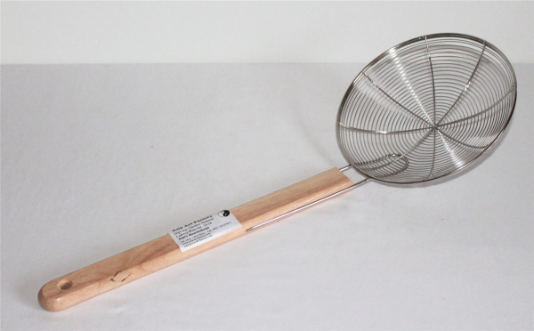 020 Metallsieb Holzgriff Ø 20cm Wok Sieb Abtropfsieb Seiher Durchschlag Rundsieb Öl Löffel