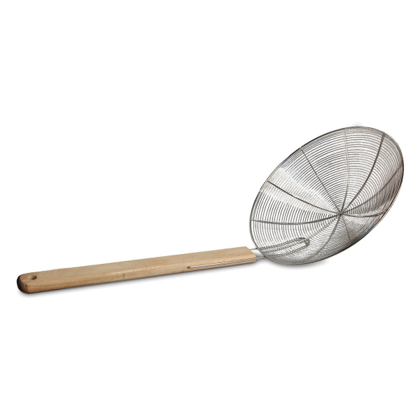 020 Metallsieb Holzgriff Ø 20cm Wok Sieb Abtropfsieb Seiher Durchschlag Rundsieb Öl Löffel