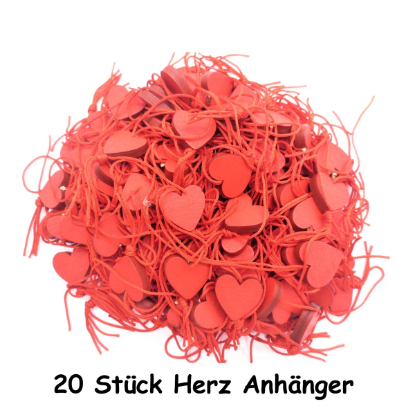 Herz Anhänger 20 Stk Holz Schlüsselanhänger Hochzeit  Deko Herzen Emoji 