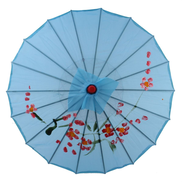 Sonnenschirm 033b Deko Schirm Ø55 cm Kunstfaser blau Bambus Holz Bali Asia