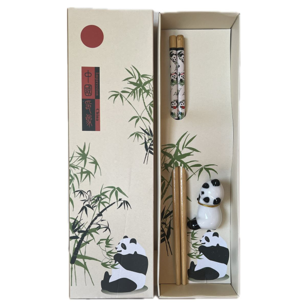 061 Chopsticks 1 Paar Stäbchen Eßstäbchen Essstäbchen Panda Bär Holz