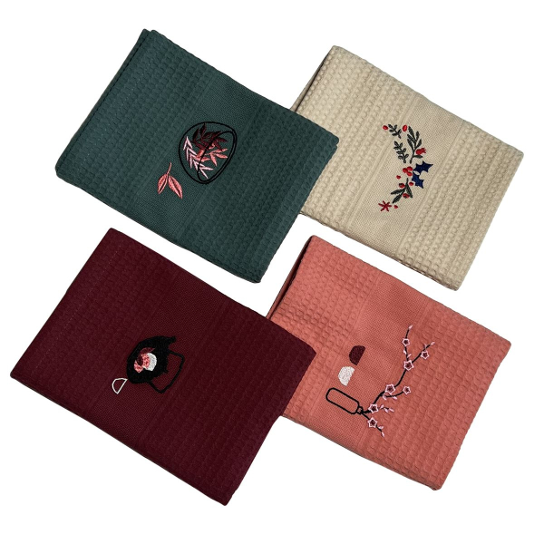 Geschirrtücher 52x70 Küchentuch Geschirrtuch Waffeltücher 4er Set 100% Baumwolle Öko Tex 100 Model 03