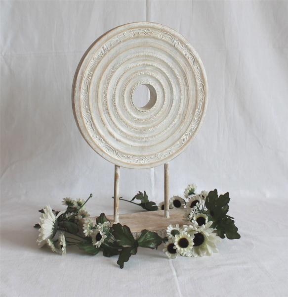 Mantra Mandala Holz Shabby Look Deko Feng Shui Asien rund 020