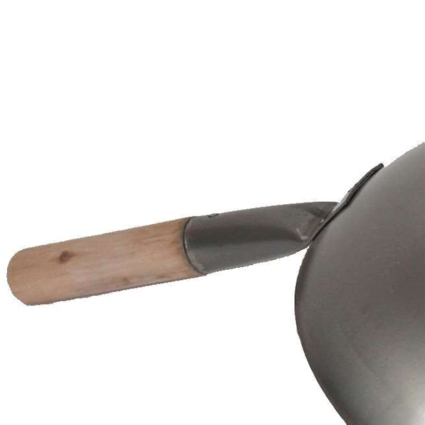 Wok Pfanne 33 cm Ø China Gastronomie rund Boden Carbon Stahl Holzgriff Gas Herd Grill