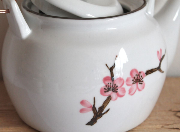 Japanische Teekanne Kanne Kyusu Tee grün Japan Teapot sakura Kirschblüten