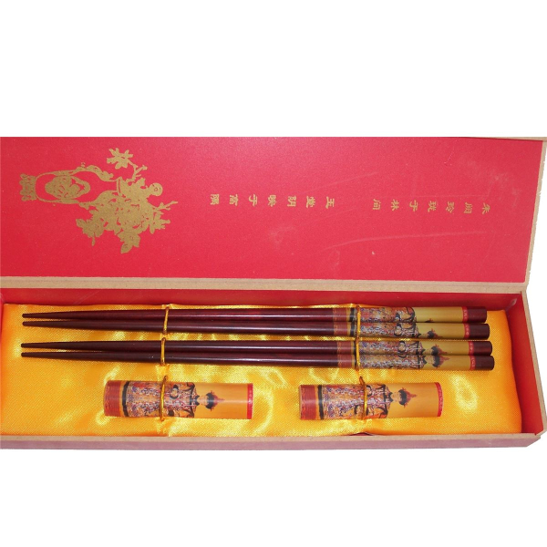 010 Chopsticks 2 Paar Stäbchen Eßstäbchen Bänkchen Holz Essstäbchen Kaiser Geisha