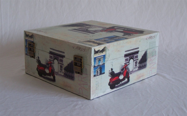 500 Massivholz Box Leinenoptik Schatzkiste Holzkiste Holzbox Truhe 26 x 26 x12 cm