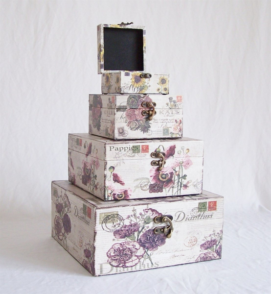 533 Massivholz Box mit Leinenoptik Schatzkiste Holzkiste Holzbox ca 11 x11 x7 cm