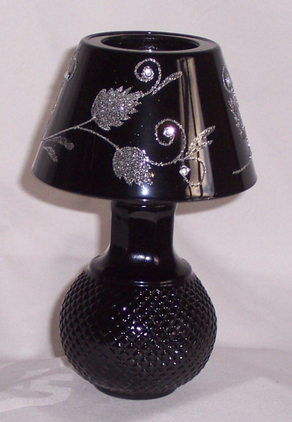 Teelicht Lampe 050 schwarz Teelichtglas Windlicht Teelichtlampe Leuchte Kerze Glas