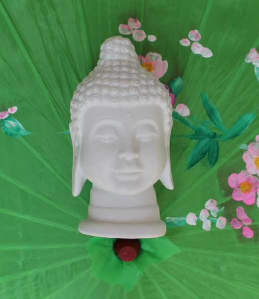 15 Buddha Kopf weiss Keramik Buddhismus Deko Feng Shui China Asia